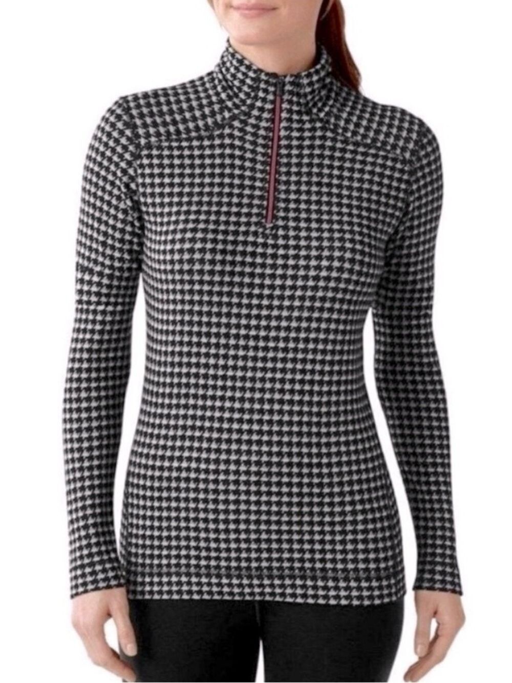 Smartwool Houndstooth Pattern 250 Base Layer Pullover Merino Wool Size Medium